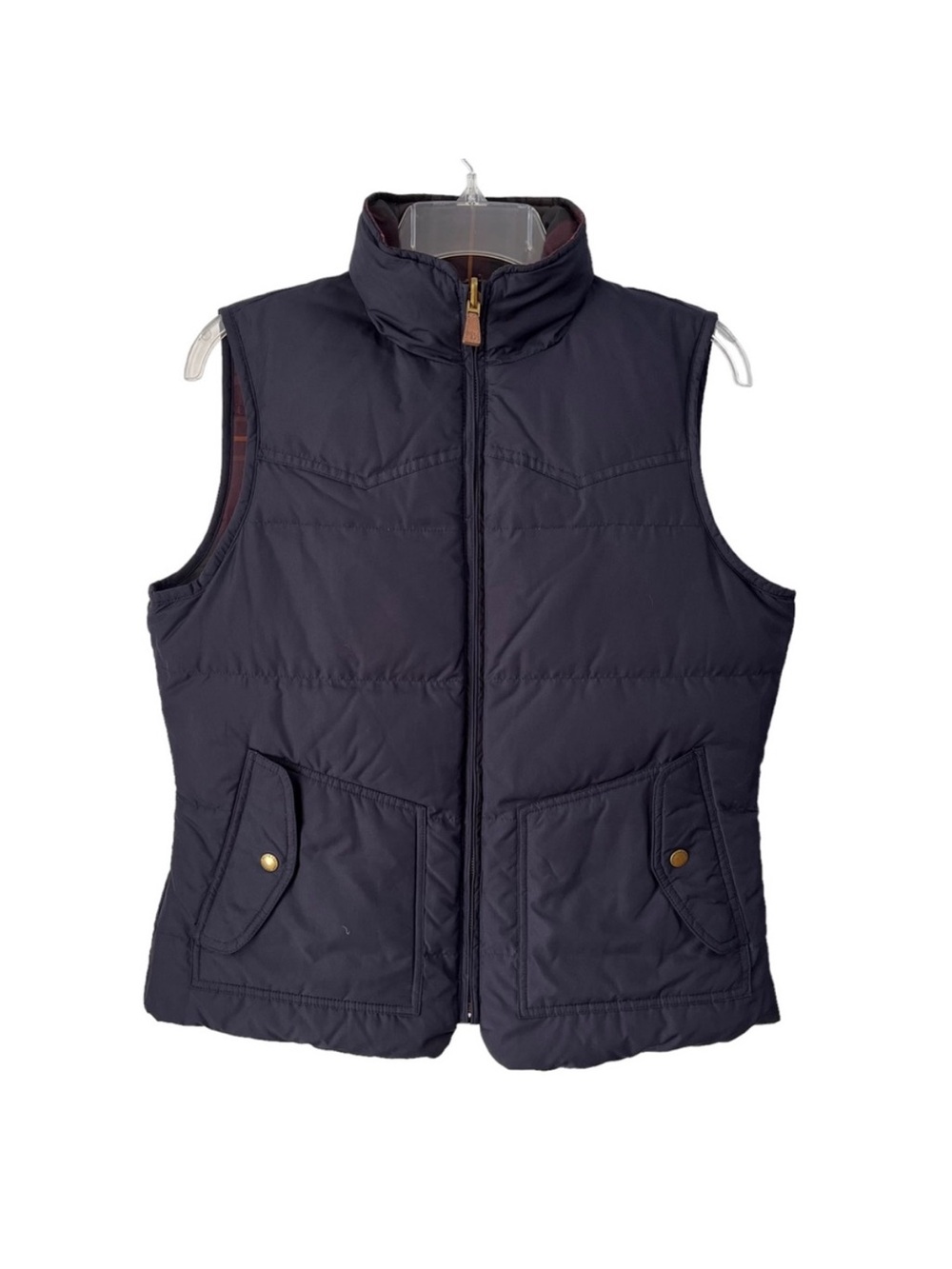 Reversible Plaid and Navy Ralph Lauren Puffer Vest